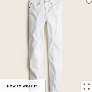 JCrew 9” high rise toothpick jeans, white